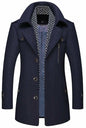 Mens Layered Collar Button Front Mid Length Coat