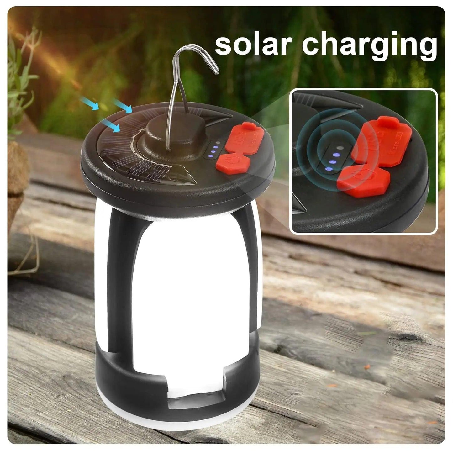 High Power Solar LED Camping Lantern Rechargeable 4500mAh 1000LM Emergency Power Bank Foldable 6 Light Modes for Camping Fishing - Outdoorsavage