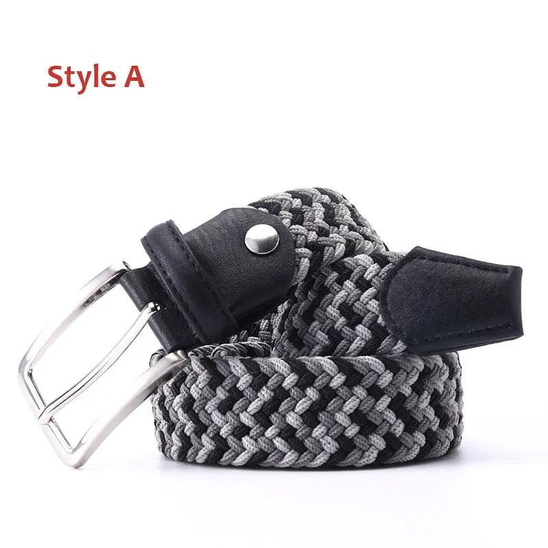 Stretch Canvas Leather Belts for Men Female Casual Knitted Woven Military Tactical Strap Male Elastic Belt for Pants Jeans - Outdoorsavage