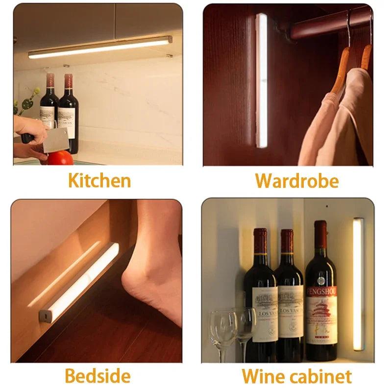 Night Light Motion Sensor Light Wireless LED TYPE-C Rechargeable Lamp Cabinet Wardrobe Lamp Staircase Backlight For Kitchen LED - Outdoorsavage