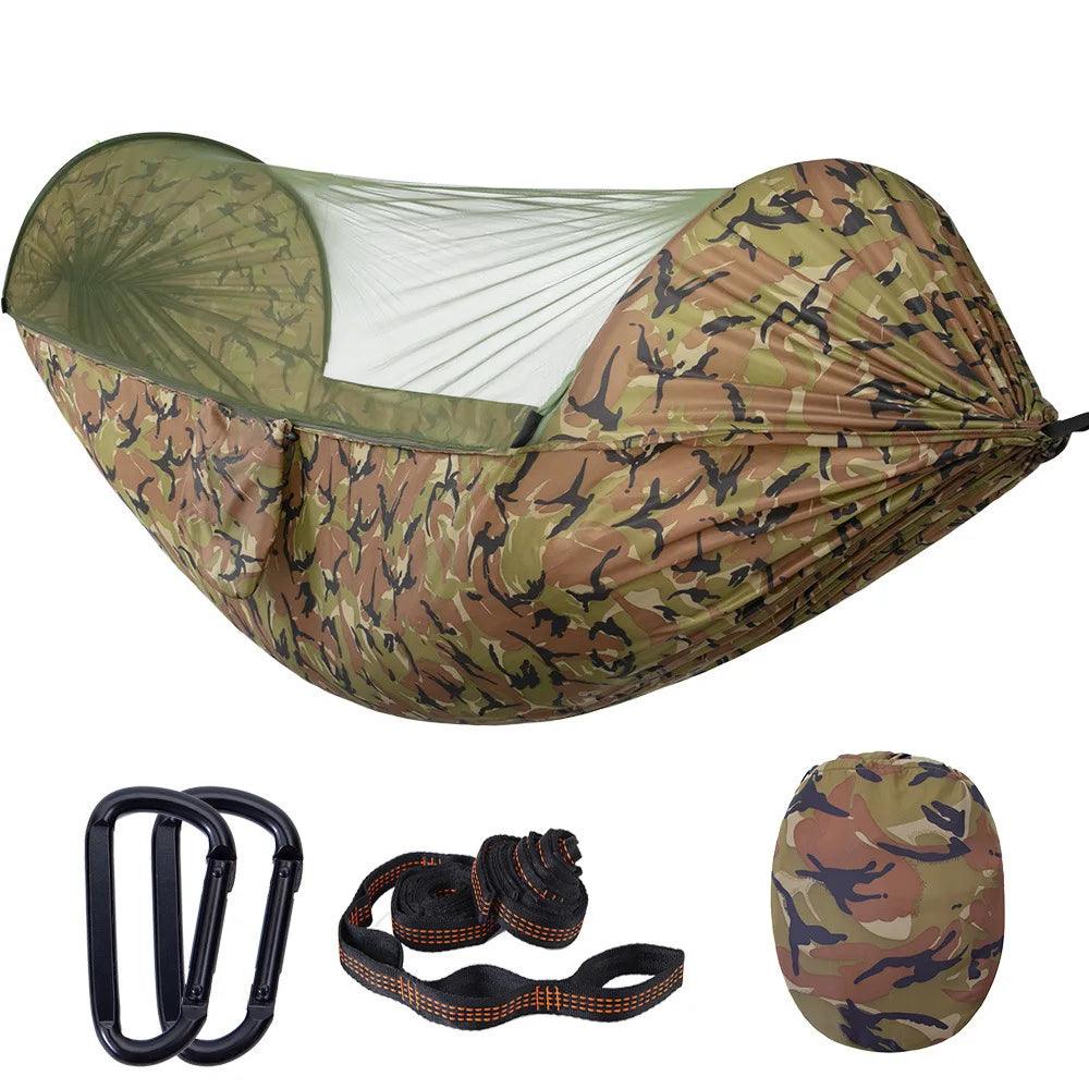 Outdoor Camping Hammocks with Mosquito Net 1-2 Person Portable Travel Camping Fabric Hanging Swing Hammocks Bed Garden Furniture - Outdoorsavage