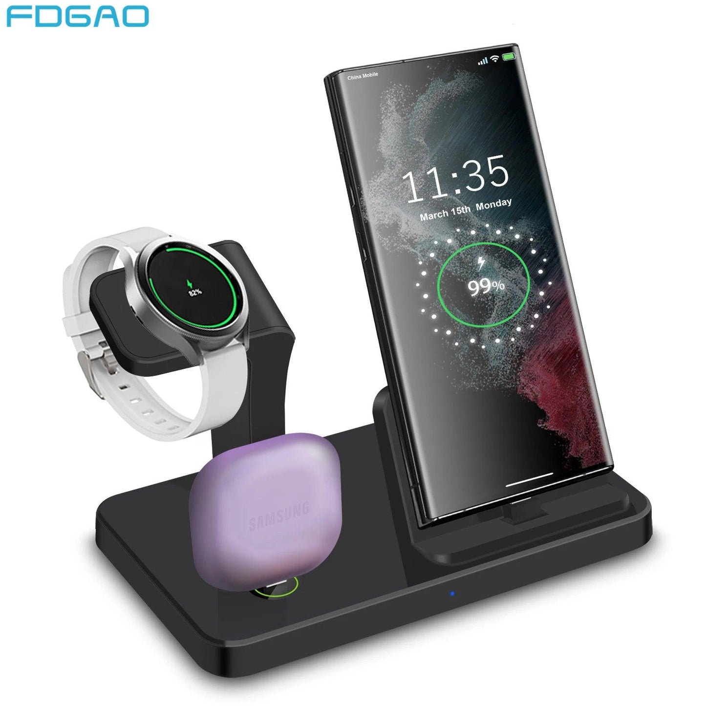 3 in 1 Wireless Charger Stand For Galaxy Watch 6 5 Pro Type C Fast - Outdoorsavage