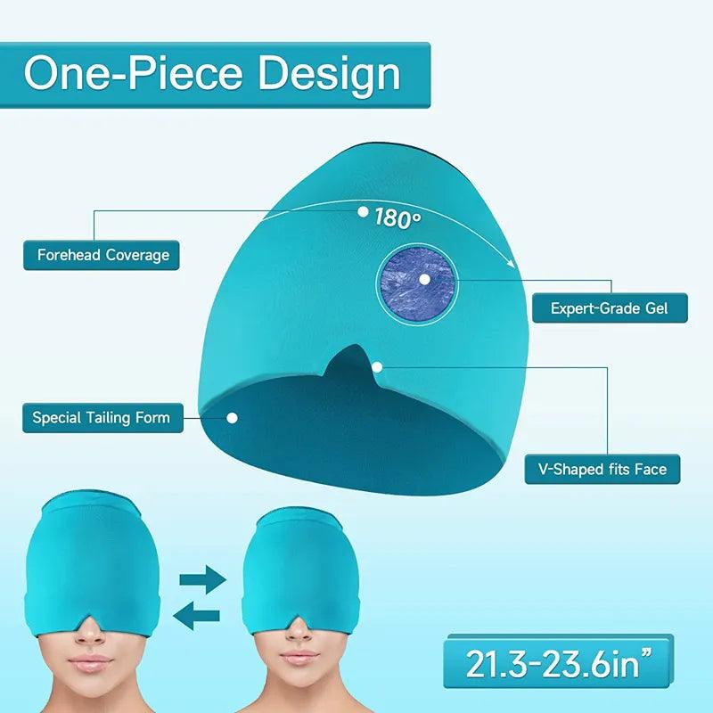 Form Fitting Gel Ice Headache Migraine Relief Hat Cold Compress Therapy Cap Ice Head Wrap Pack Mask for Tension Sinus Stress - Outdoorsavage