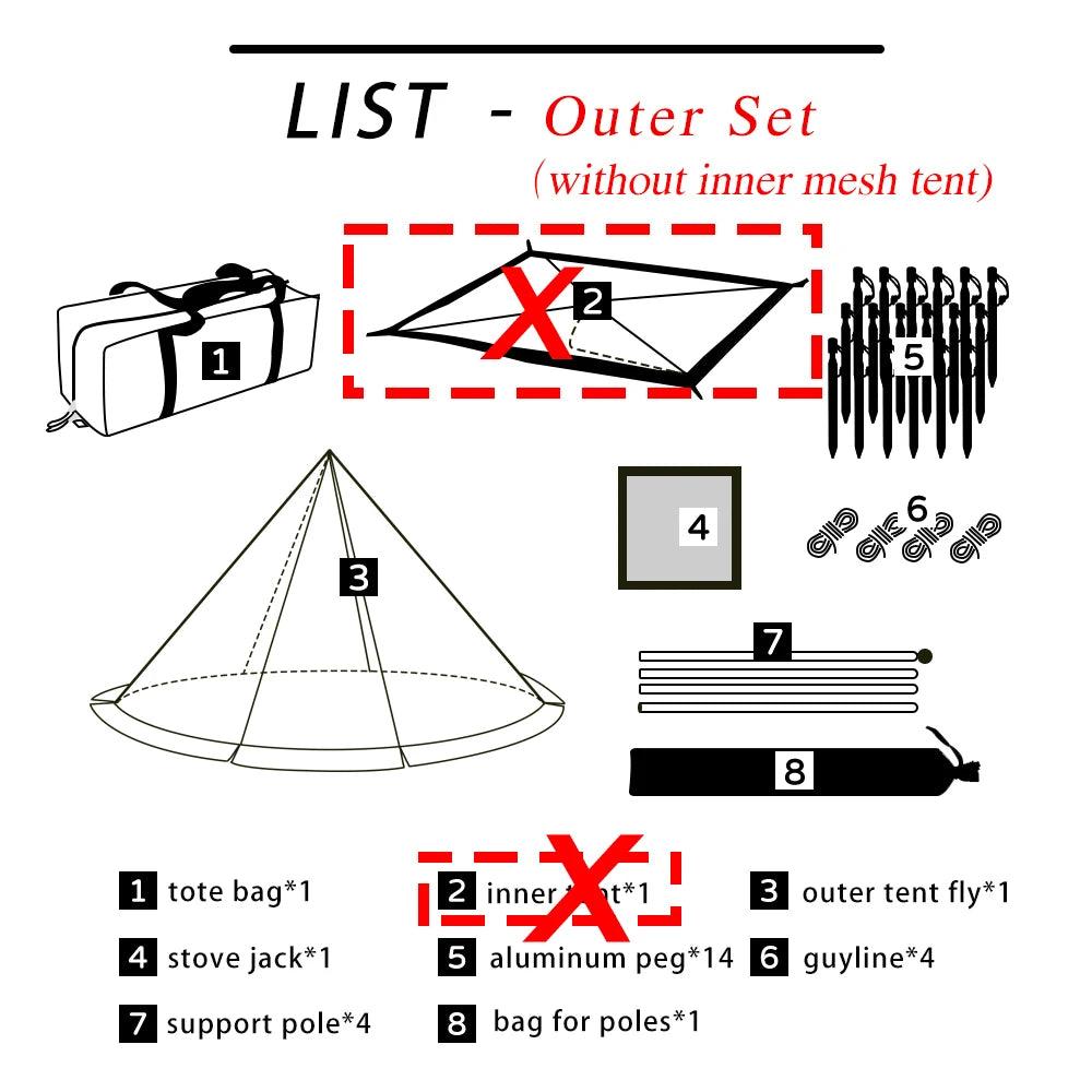 Flame-retardant Pyramid Hot Tent Outdoor Camping Waterproof Teepee Tent 1 Person Tipi Tent Winter Stove Tent with Snow Skirt - Outdoorsavage