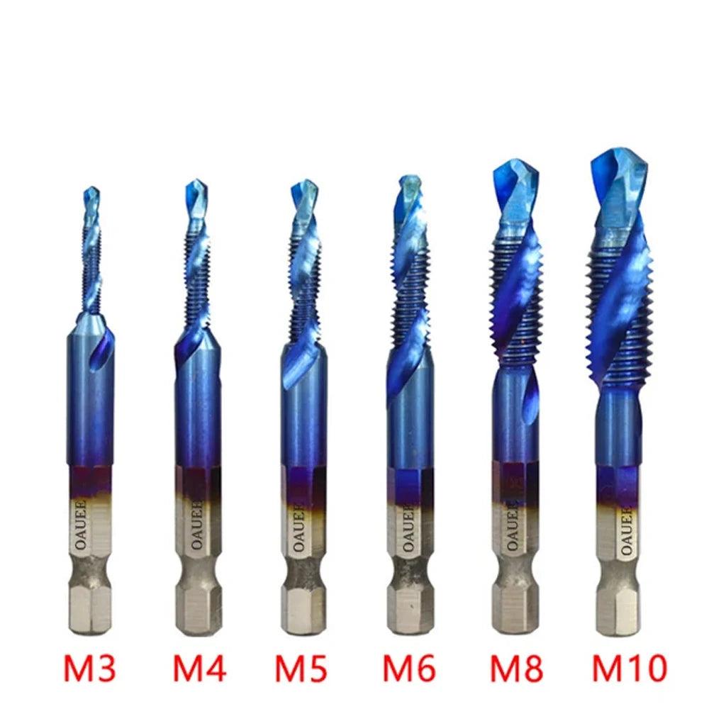 1/6Pcs Tap Drill Bit Set Hex Shank Titanium Plated HSS Screw Thread Bit Screw Machine Compound Tap M3 M4 M5 M6 M8 M10 Hand Tools - Outdoorsavage