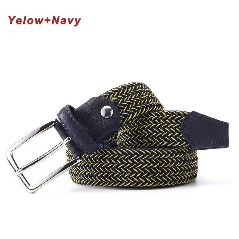 Stretch Canvas Leather Belts for Men Female Casual Knitted Woven Military Tactical Strap Male Elastic Belt for Pants Jeans - Outdoorsavage