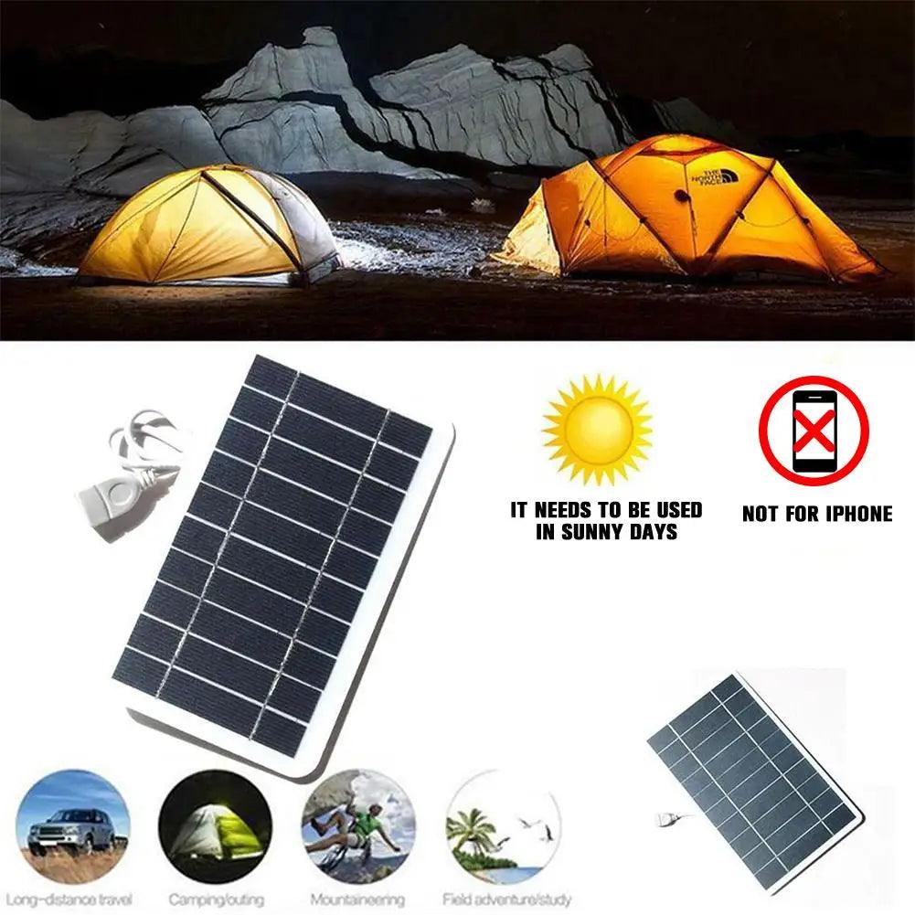 Portable Solar Panel 5V 2W Solar Plate with USB Safe Charge Stabilize Battery Charger for Power Bank Phone Outdoor Camping Home - Outdoorsavage