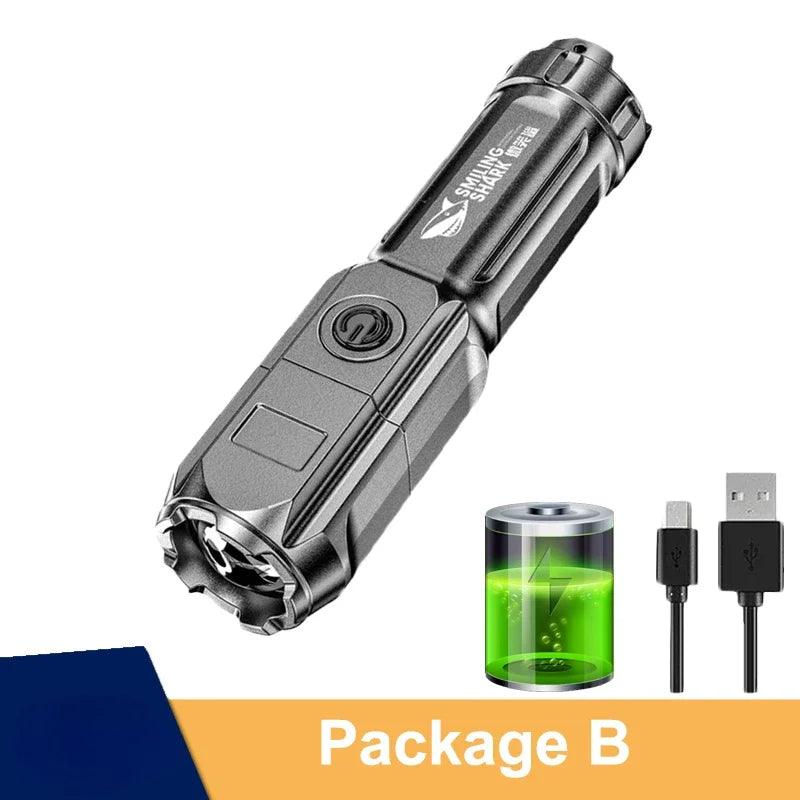 Powerful LED Flashlight 100000 Lumen Tactical Flashlights Rechargeable USB 18650 Waterproof Zoom Fishing Hunting LED Flashlight - Outdoorsavage