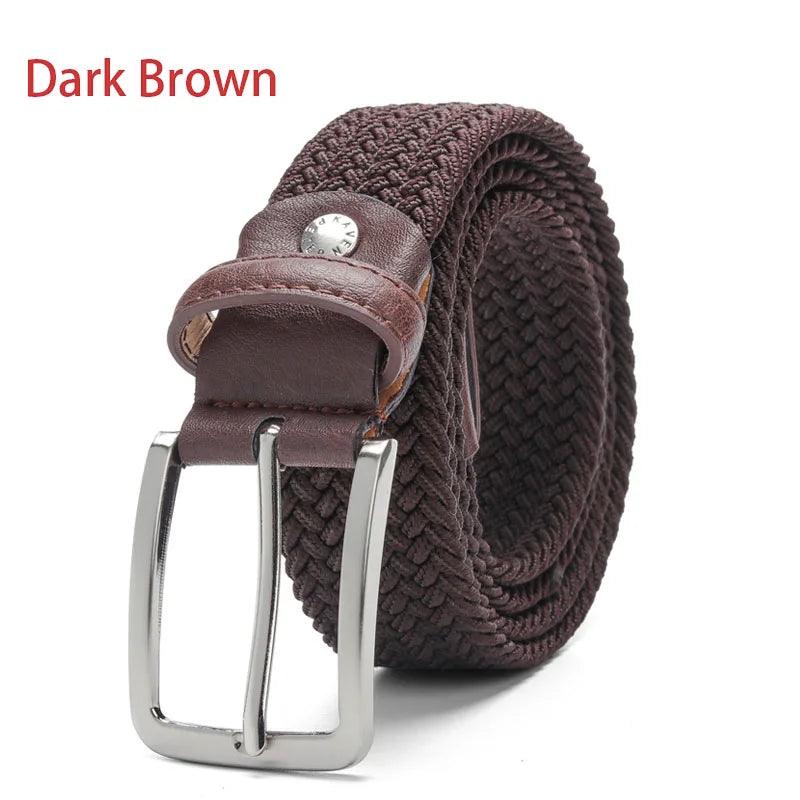 Stretch Canvas Leather Belts for Men Female Casual Knitted Woven Military Tactical Strap Male Elastic Belt for Pants Jeans - Outdoorsavage