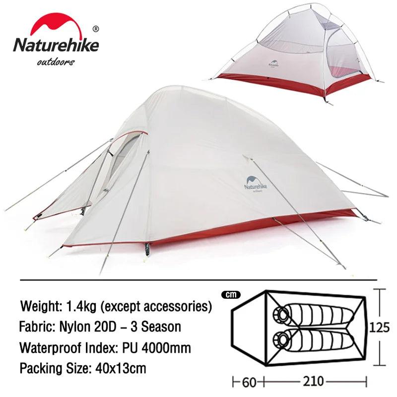 Naturehike Cloud Up 1 2 3 People Tent Ultralight 20D Camping Tent Waterproof Outdoor Hiking Travel Tent Backpacking Cycling Tent - Outdoorsavage