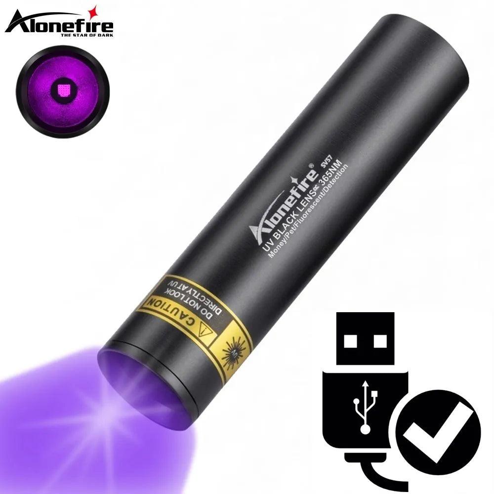 3W 365nm UV Flashlight USB Rechargeable Ultraviolet Torch Pets Urine Cat tinea Money Ore Scorpion Detection Black Light SV57 - Outdoorsavage