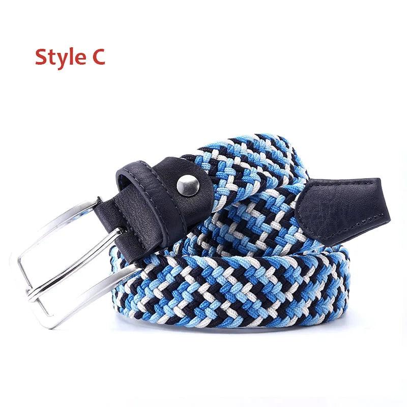 Stretch Canvas Leather Belts for Men Female Casual Knitted Woven Military Tactical Strap Male Elastic Belt for Pants Jeans - Outdoorsavage