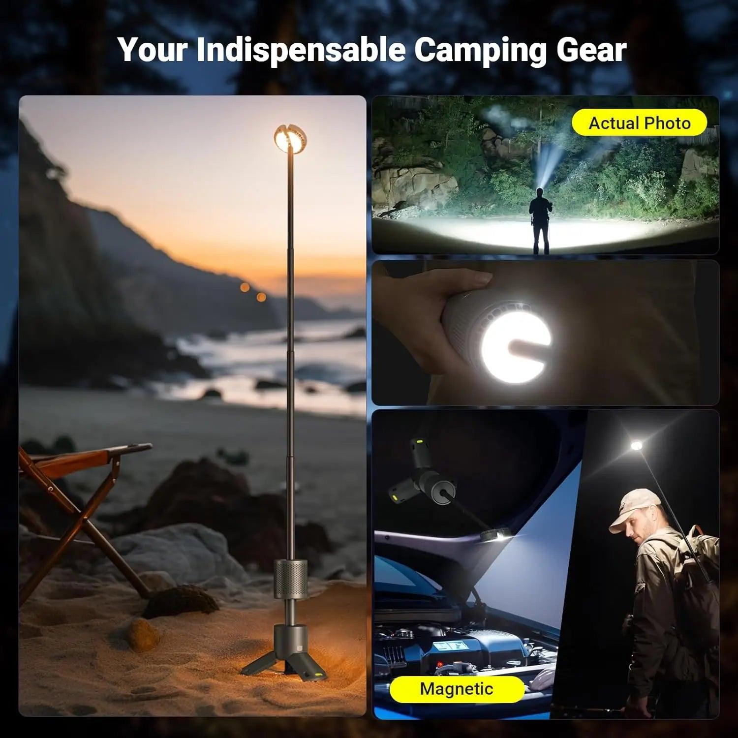 LED Outdoor Camping Lantern, UBS Rechargeable, Adjustable Color Temperature Outdoor Portable Lantern, IP65 Waterproof, Retractab - Outdoorsavage