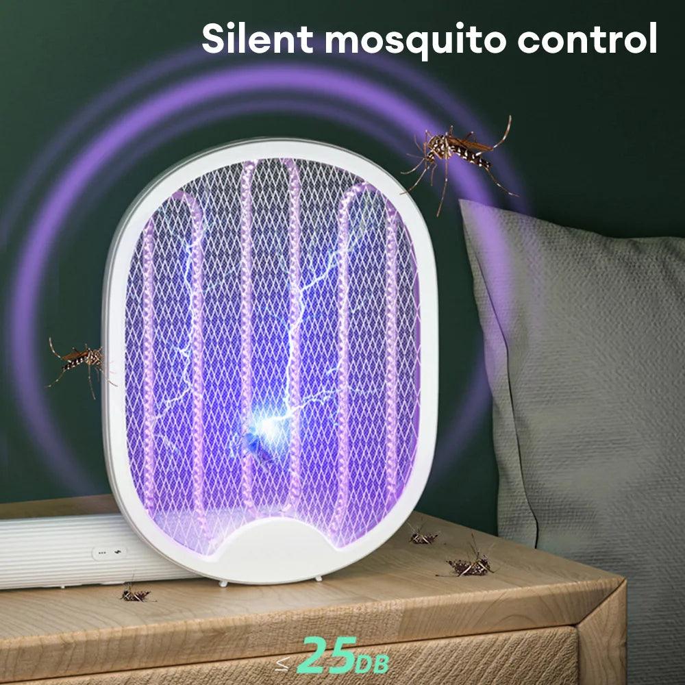 Foldable Electric Mosquito Killer Fly Swatter Trap USB Rechargeable Mosquito Racket Insect Killer with UV Light Bug Zapper 3000V - Outdoorsavage