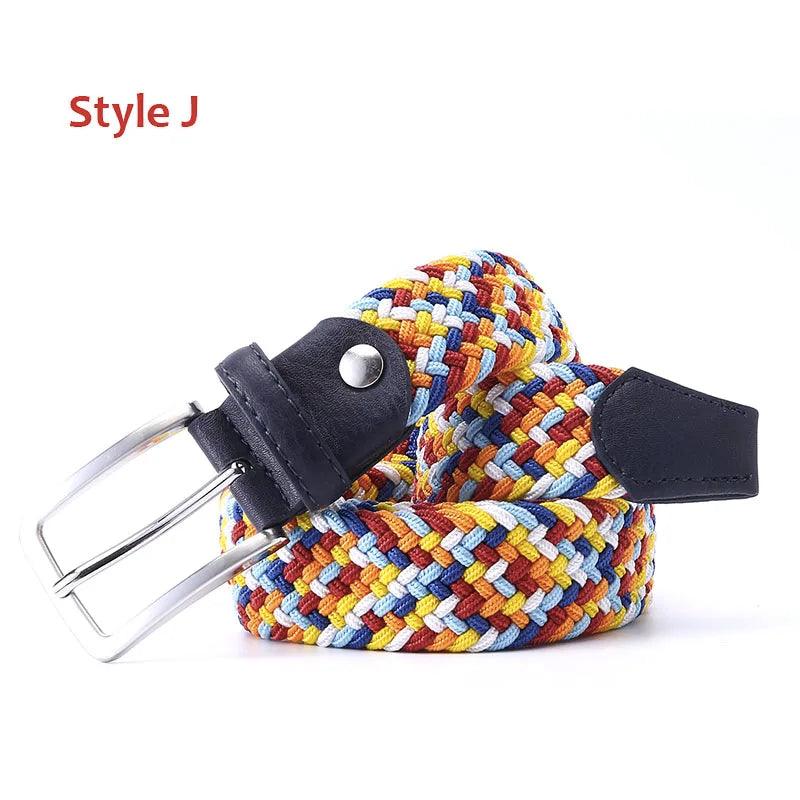 Stretch Canvas Leather Belts for Men Female Casual Knitted Woven Military Tactical Strap Male Elastic Belt for Pants Jeans - Outdoorsavage