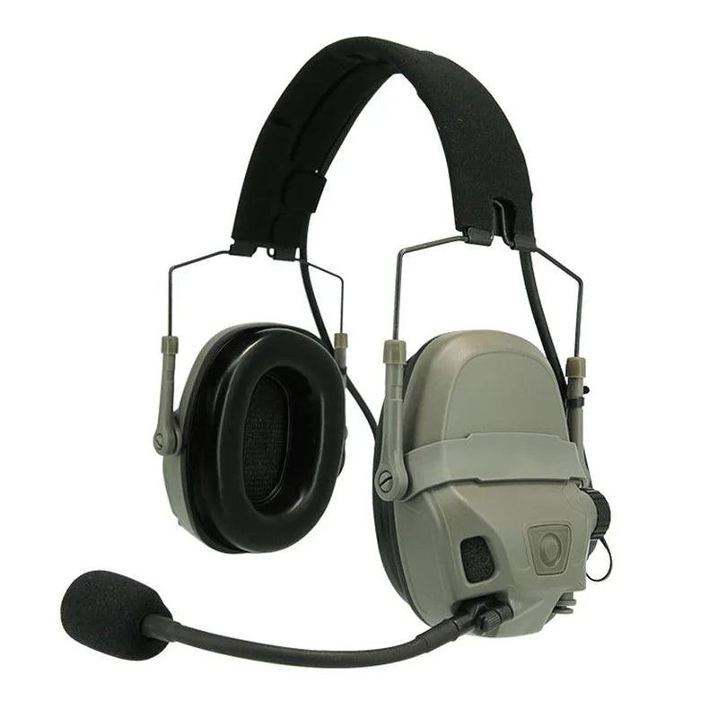 AMP HeadSet Tactical Headphone Head & Helmet-Mounted Pickup Noise Reduction Military Aviation Communication Headphone - Outdoorsavage