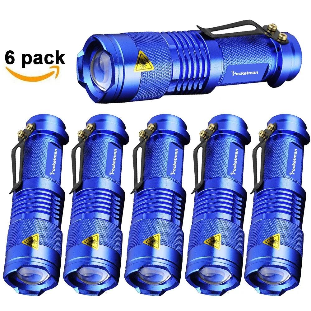 Powerful Tactical Flashlights Portable LED Camping Lamps 3 Modes Zoomable Torch Light Lanterns Self Defense 6pcs/Lot z50 - Outdoorsavage