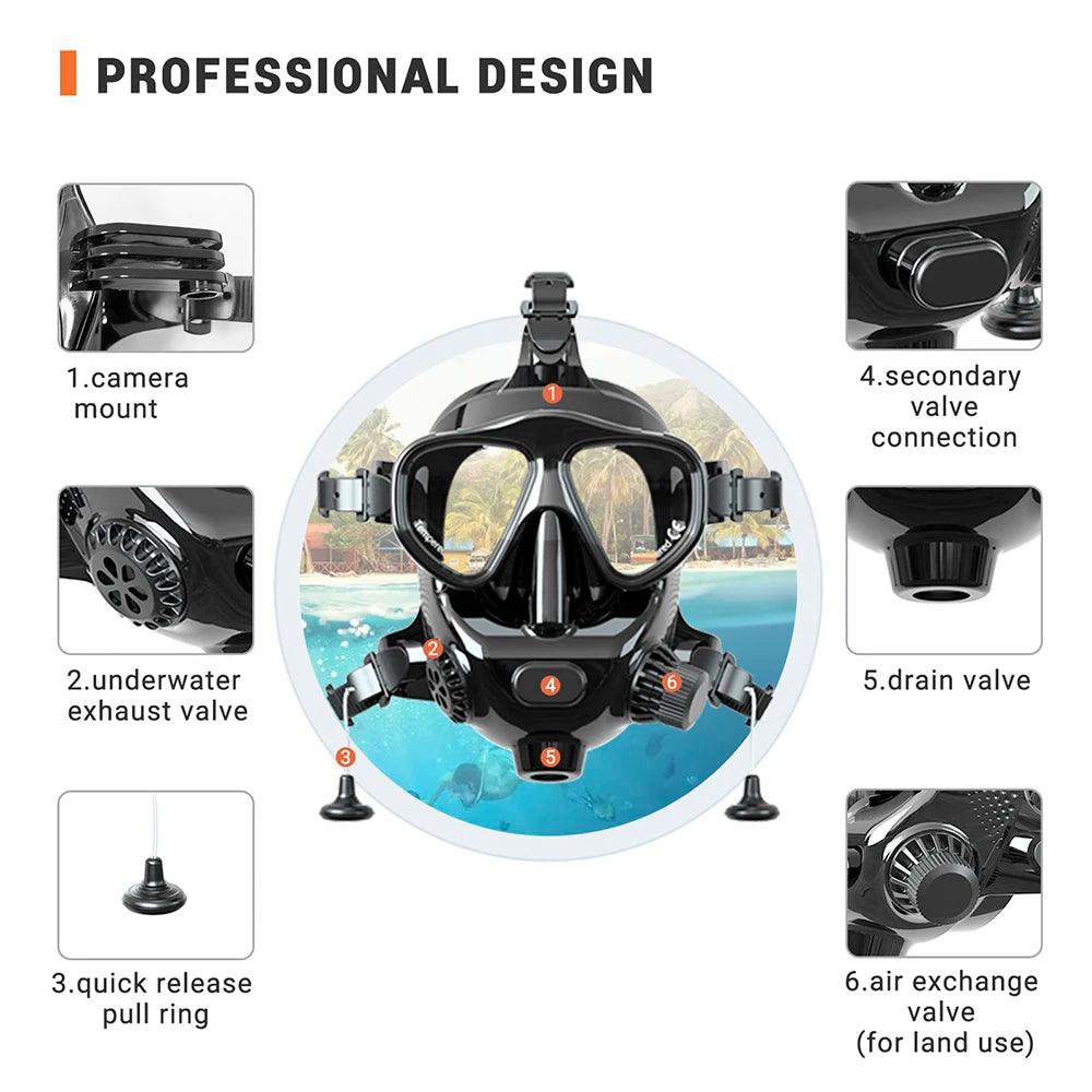 Smaco Diving Mask Snorkeling Full Face Snorkel Masks Underwater Swimming Mask Scuba Diving Equipment Full Face Dive Masks - Outdoorsavage