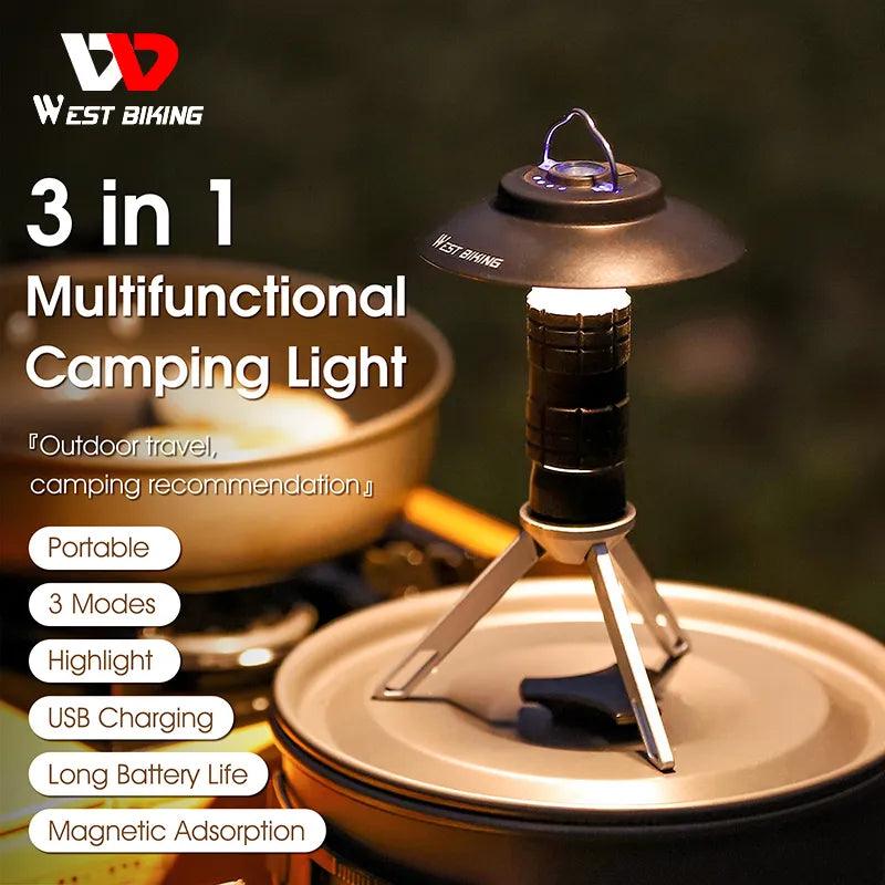 WEST BIKING Portable Camping Light with Magnetic USB Rechargeable Camping Lantern Outdoor Led Flashlight Tent Camp Supplies - Outdoorsavage