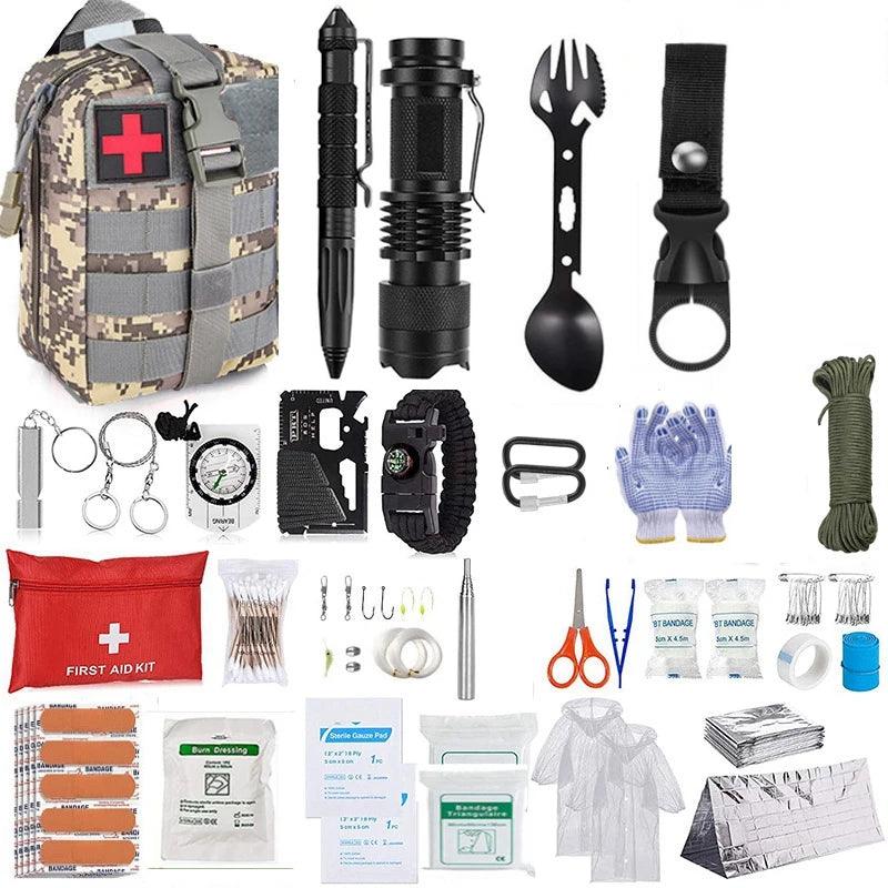 Survival Gear Tactical Gear Survival Kit Outdoor Camping First Aid Kit Multifunct Survival Supplies Gift For Husband,Boyfriend - Outdoorsavage