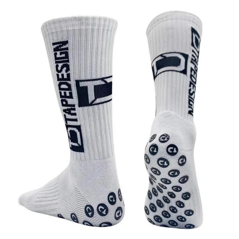 6Pairs/Lot 2023 New ANTI SLIP Tapedesign Football Socks Mid Calf Non-Slip Soccer Sport Cycling Sports Mens Sock EU38-45 - Outdoorsavage