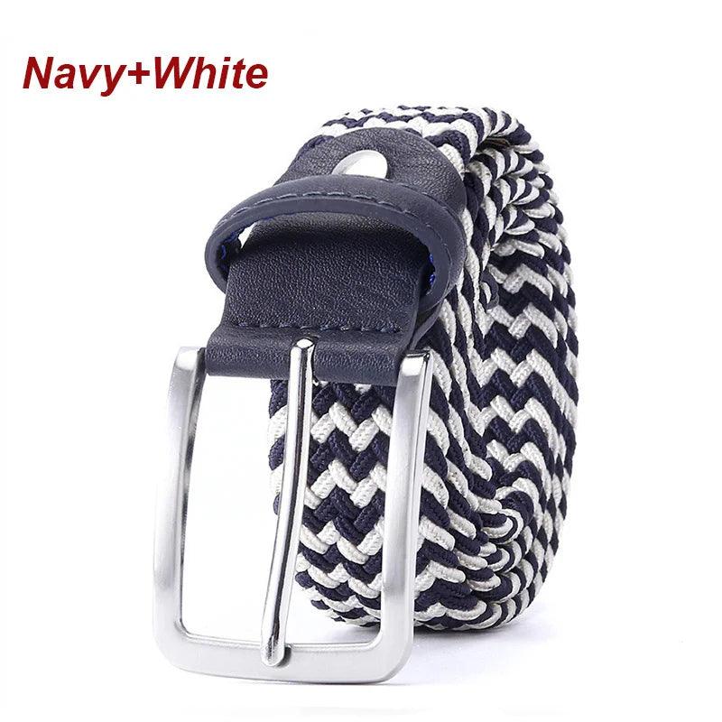 Stretch Canvas Leather Belts for Men Female Casual Knitted Woven Military Tactical Strap Male Elastic Belt for Pants Jeans - Outdoorsavage