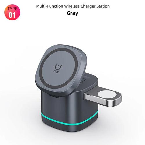 3 in 1 Transparent Magnetic 15W Wireless Charger Charger Stand For - Outdoorsavage