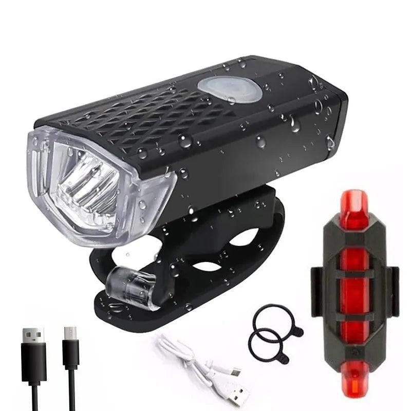 Bike Light Set Front Light with Taillight USB Rechargeable Easy to Install 3 Modes Bicycle Accessories for the Bicycle Road MTB - Outdoorsavage