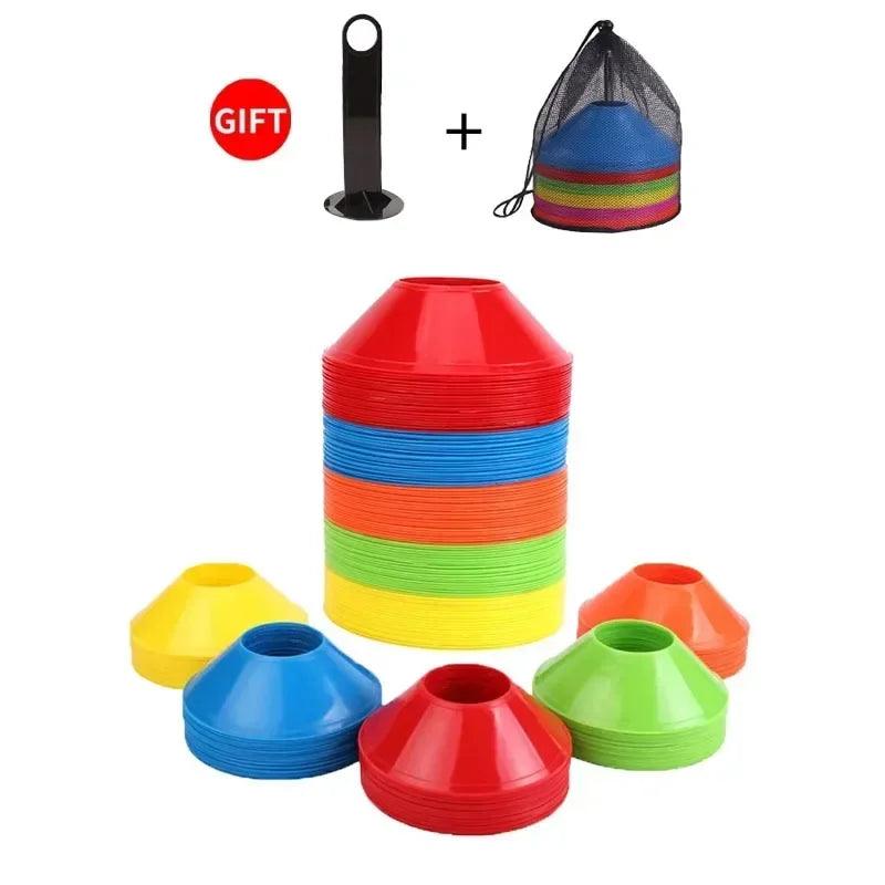 10Pcs Soccer Cones Disc Football Training Discs With Carry Bag Holder Agility Exercise Field Markers Sports Training Equipment - Outdoorsavage