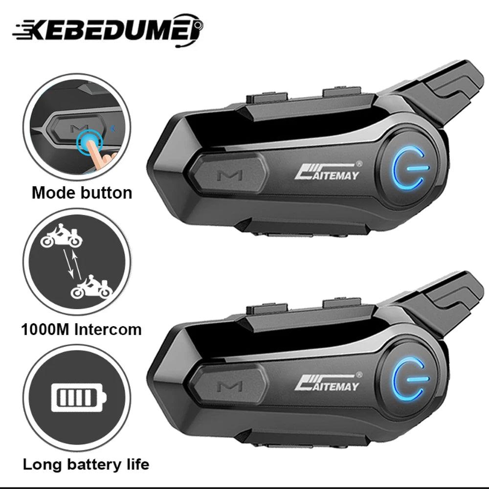 1/2Pcs Bluetooth Motorcycle Helmet Intercom Headset for 2 Rider intercomunicador Moto Wireless Interphone Noice Reduction - Outdoorsavage