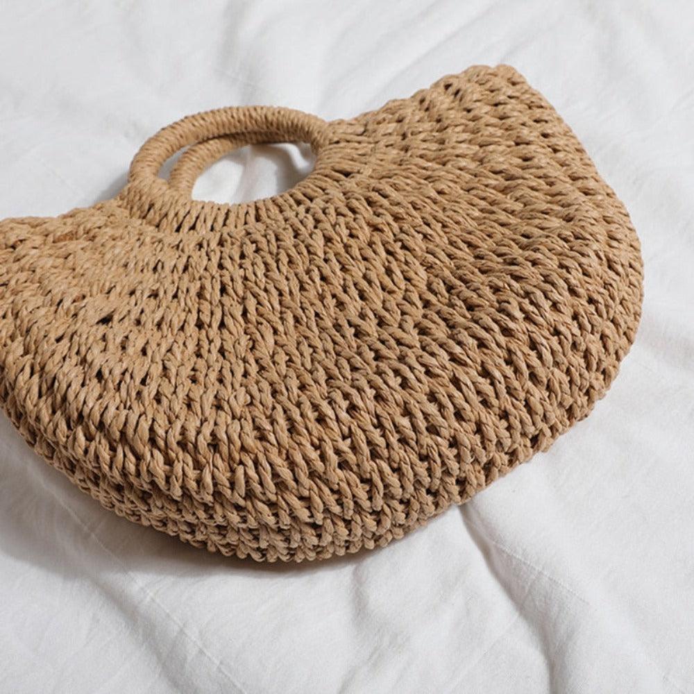 Summer Top Handle Semi Circle Straw Bag - Outdoorsavage