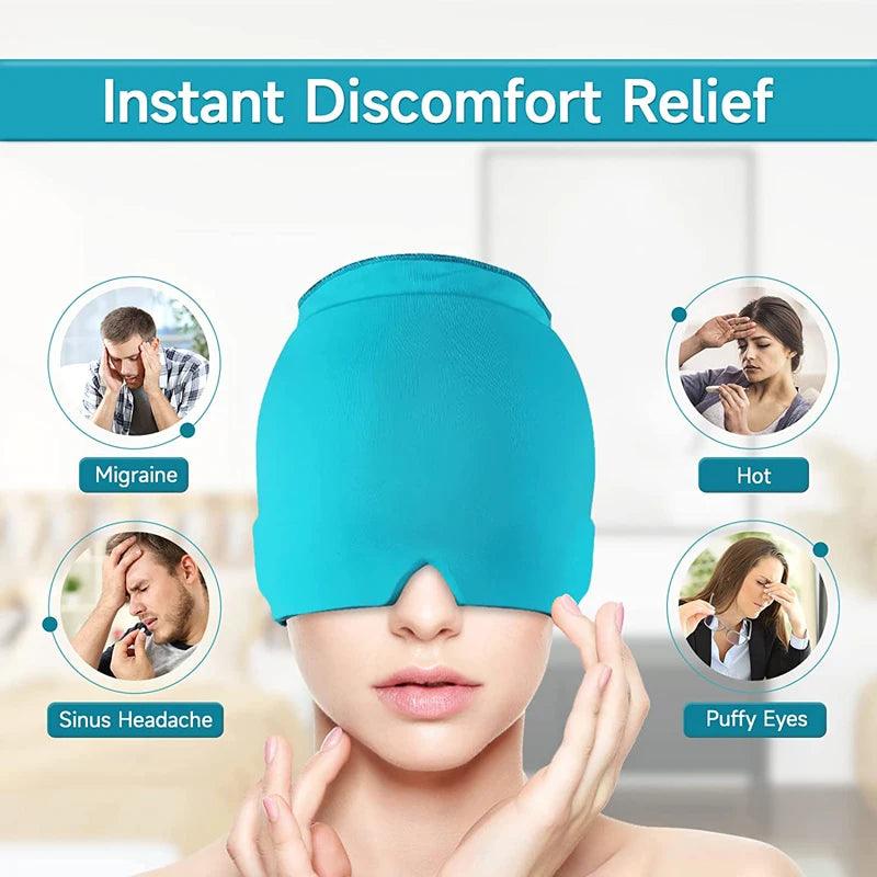 Form Fitting Gel Ice Headache Migraine Relief Hat Cold Compress Therapy Cap Ice Head Wrap Pack Mask for Tension Sinus Stress - Outdoorsavage