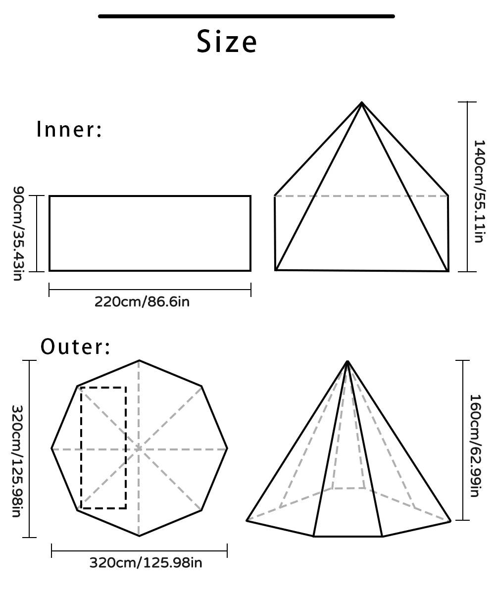 Flame-retardant Pyramid Hot Tent Outdoor Camping Waterproof Teepee Tent 1 Person Tipi Tent Winter Stove Tent with Snow Skirt - Outdoorsavage