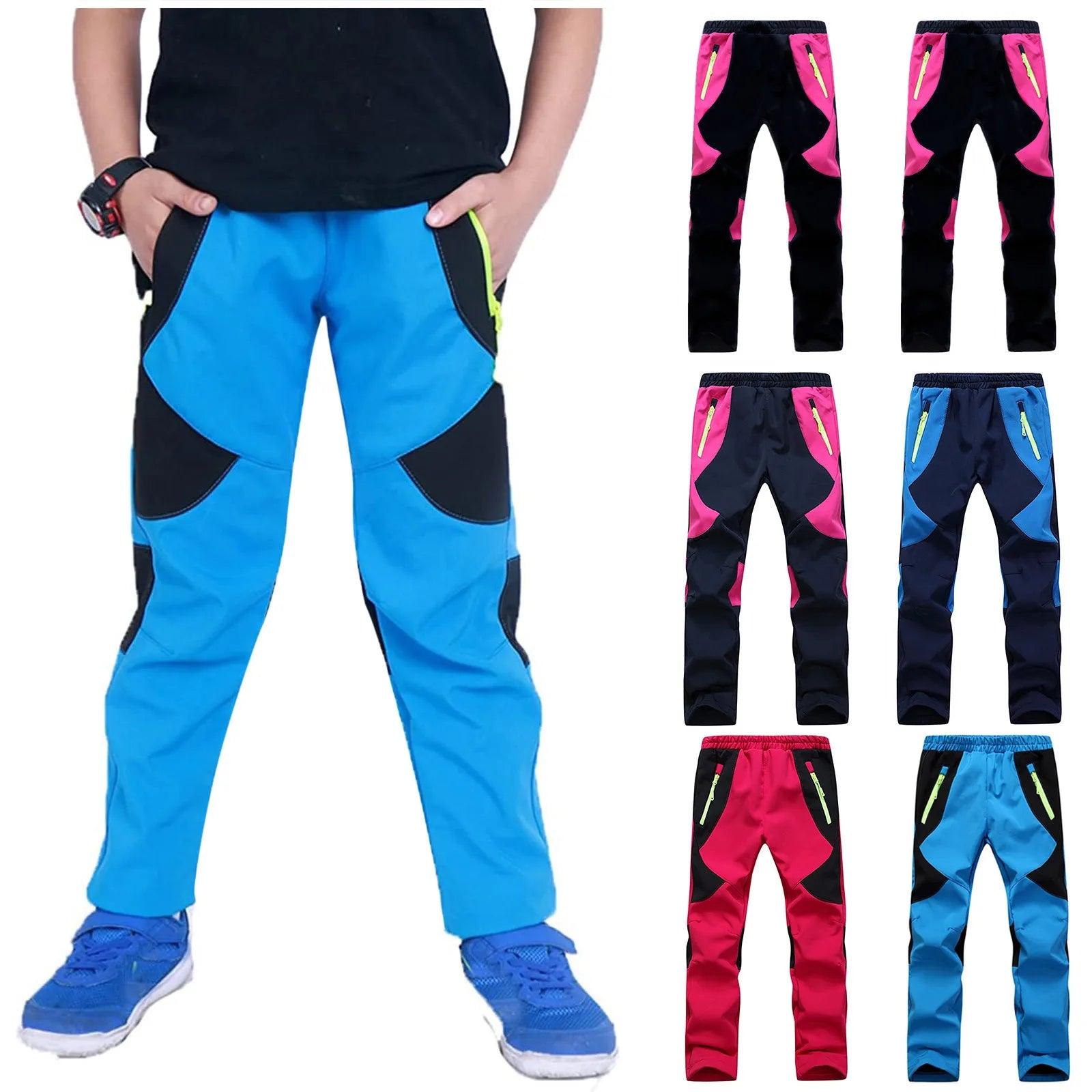 Boys Girls Winter Warm Fleece Softshell Pants Kids Waterproof Outdoor Camping Hiking Skiing Windproof Trousers - Outdoorsavage