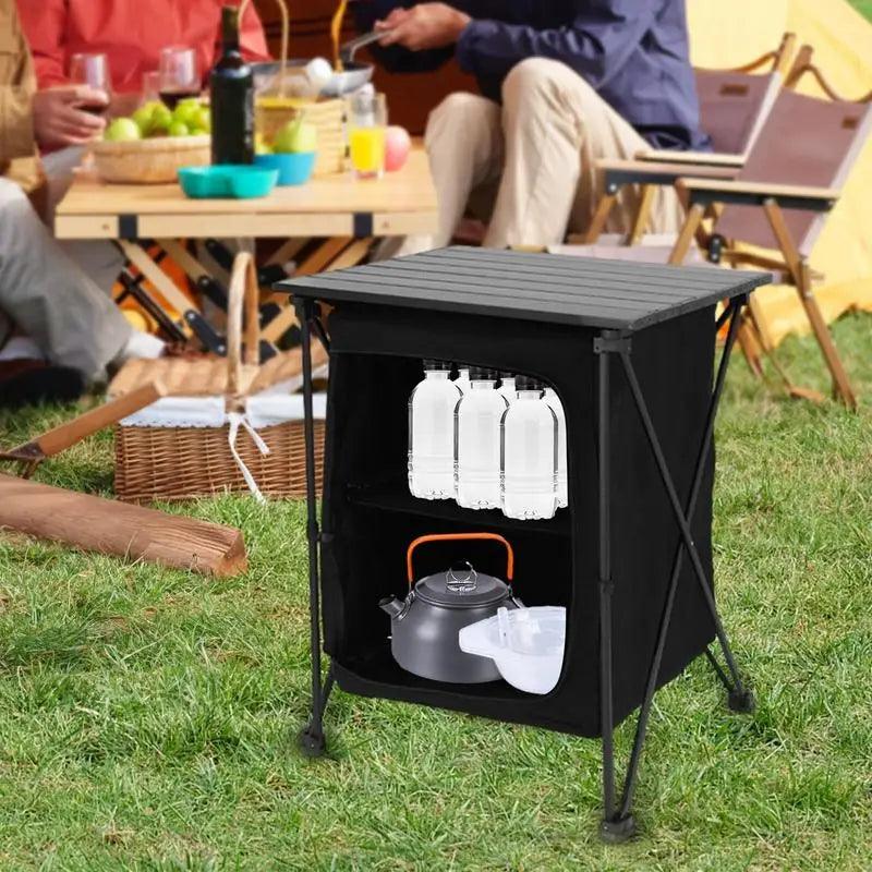 Folding Outdoor Cooking Cupboard Storage Organizer For Camping Kitchen - Outdoorsavage