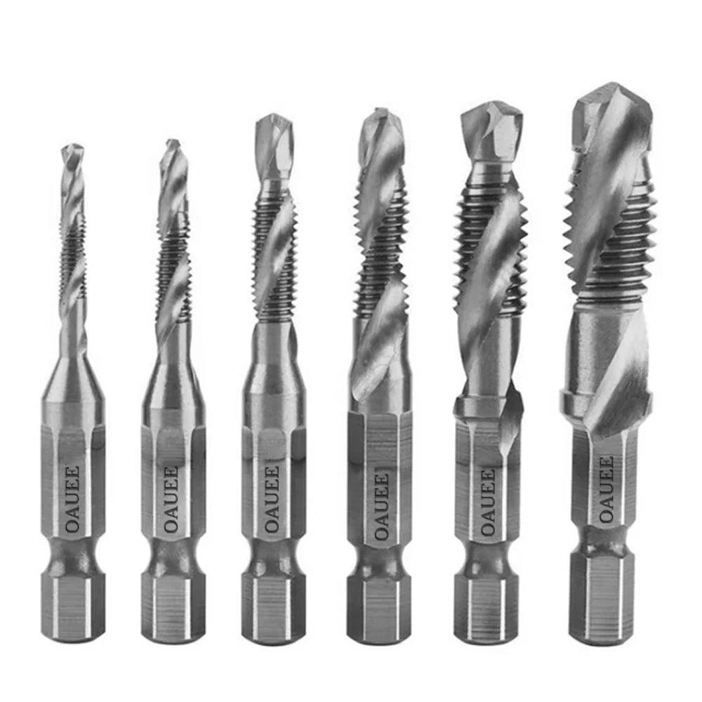 1/6Pcs Tap Drill Bit Set Hex Shank Titanium Plated HSS Screw Thread Bit Screw Machine Compound Tap M3 M4 M5 M6 M8 M10 Hand Tools - Outdoorsavage