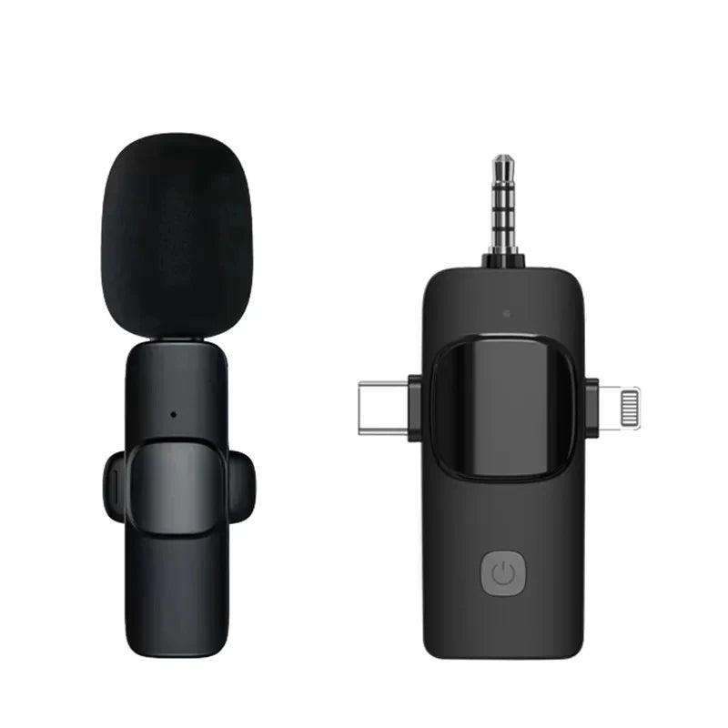 3 In 1 Wireless Lavalier Microphone for iPhone Android 3.5mm for radio Live Recording Noise Reduction Mini Microph GAMINJA - Outdoorsavage