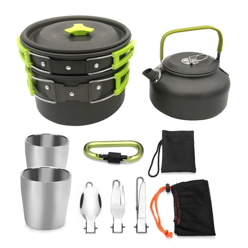 Camping cooking set Camping Gear Outdoor stove teapot Pan cup Accessories Portable Camping Equipment camper accessories kitchen - Outdoorsavage