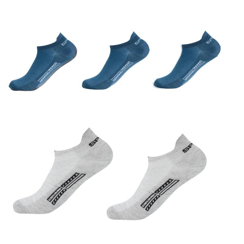 5 Pairs/Lot High Quality Men Ankle Socks Breathable Cotton Sports Mesh Casual Athletic Thin Cut Short Sokken Plus Size - Outdoorsavage