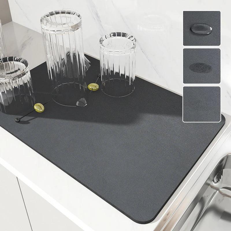 Super Absorbent Large Kitchen Absorbent Mat Antiskid Draining Coffee Dish Drying Mat Quick Dry Bathroom Drain Pad Tableware Mat - Outdoorsavage