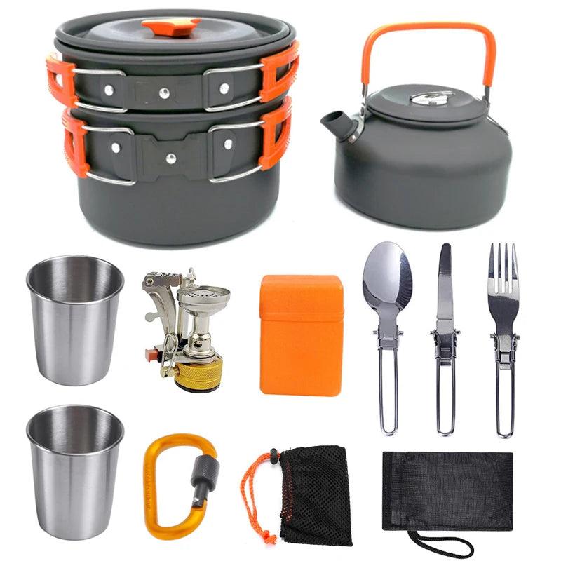 Camping cooking set Camping Gear Outdoor stove teapot Pan cup Accessories Portable Camping Equipment camper accessories kitchen - Outdoorsavage