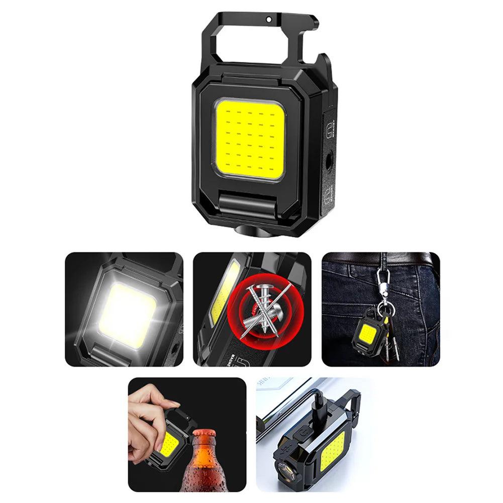 XPE Pocket Work Light 1000LM COB LED Mini Keychain Light USB Rechargeable Flashlight IPX4 Waterproof for Outdoor Camping Hiking - Outdoorsavage