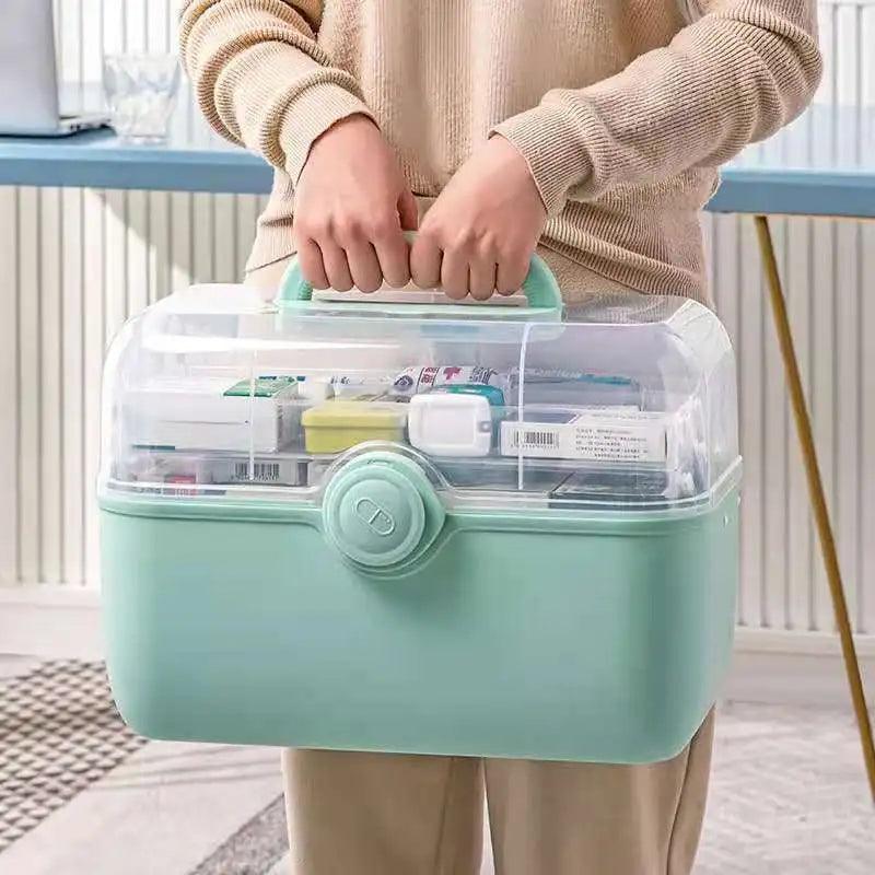 Large Capacity Family Medicine Organizer Box Portable First Aid Kit Medicine Storage Boxes Organizers Plastic Organizing Home - Outdoorsavage