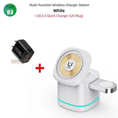 3 in 1 Transparent Magnetic 15W Wireless Charger Charger Stand For - Outdoorsavage