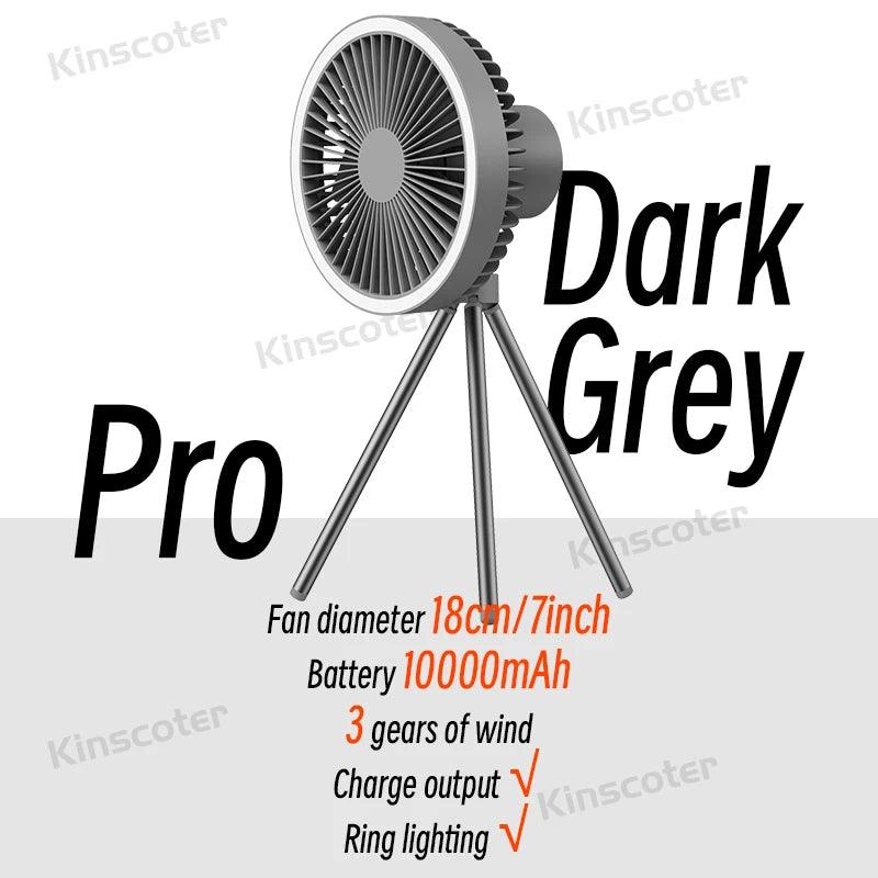 10000mAh 4000mAh Camping Fan Rechargeable Desktop Portable Circulator Wireless Ceiling Electric Fan with Power Bank LED Lighting - Outdoorsavage