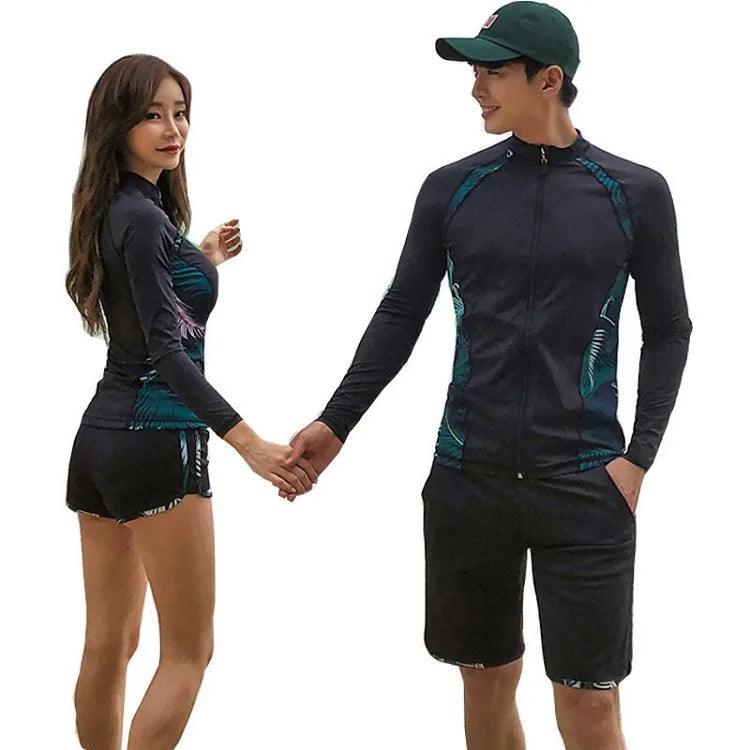 Lovers Split Wetsuit Diving Suit Long Sleeves Surf Suit Sunscreen Zipper Style Soft Swimsuit Wetsuits Scuba Diving Surfing Suit - Outdoorsavage