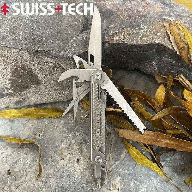 SWISS TECH 11 In 1 Mini Multitool Folding Knife EDC Outdoor Pocket Portable Knife Outdoor Camping Survival Equipment - Outdoorsavage