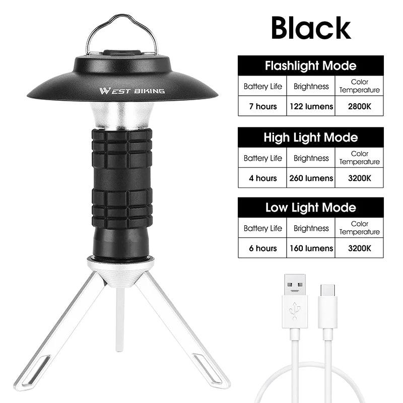 WEST BIKING Portable Camping Light with Magnetic USB Rechargeable Camping Lantern Outdoor Led Flashlight Tent Camp Supplies - Outdoorsavage