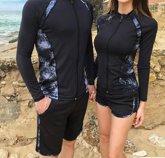 Lovers Split Wetsuit Diving Suit Long Sleeves Surf Suit Sunscreen Zipper Style Soft Swimsuit Wetsuits Scuba Diving Surfing Suit - Outdoorsavage