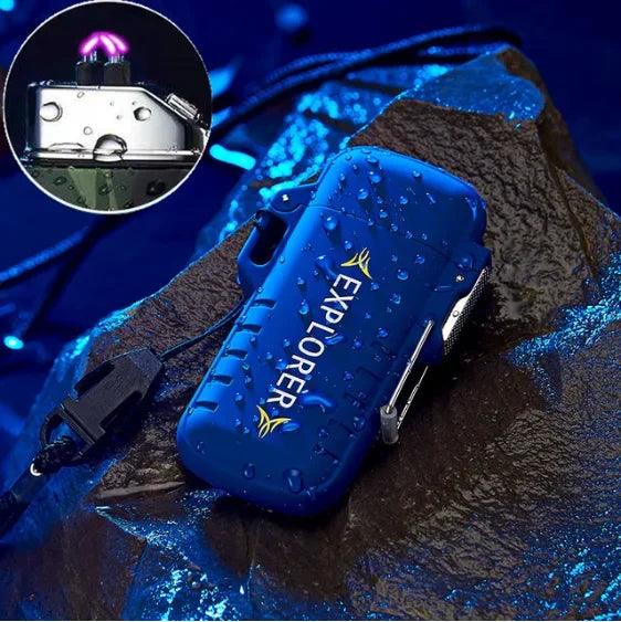 Waterproof Double Arc Lighter USB Rechargeable Windproof Plasma Lighter Outdoor Camping Flameless Smoking Accessories - Outdoorsavage